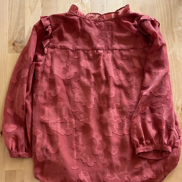LC Lauren Conrad Rust Red Ruffled Button-Front Blouse - Picture 4 of 4
